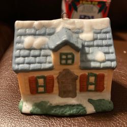 Vintage Porcelain  1993 Kwik Fill Holiday Ornament "The Country Cottage "The Town village home house