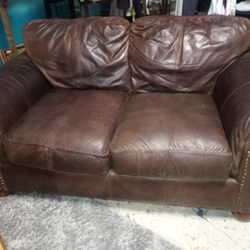 Leather Studded Loveseat