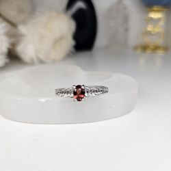 Garnet Surgical Steel Adjustable Ring