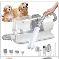 Dog Grooming Vacuum, Pet Grooming Vacuum Kit 2.3L Suction 99% Pet Hair with 5 Tools for Dog Cat for Shedding Grooming, Low Noise (Grey & White) used O