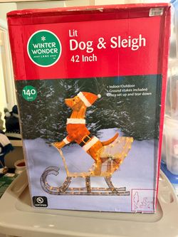Winter Wonder Lane Lit Dog & Sleigh 42 Inch