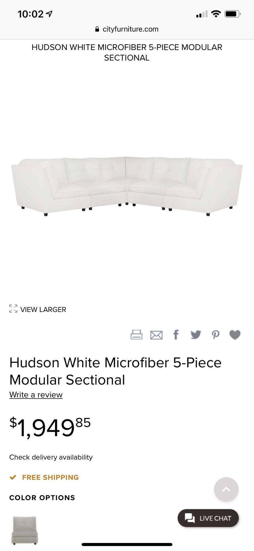 City furniture Hudson Sectional couch