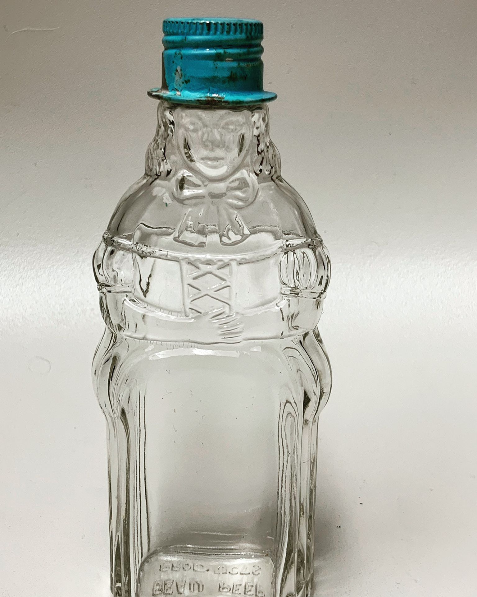 Vintage Little Beau Peep Glass Bottle With Hat Lid
