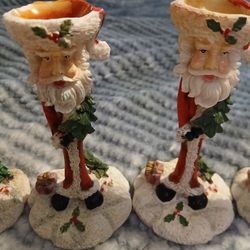 Skinny Santa Clause Candle Sticks Holders