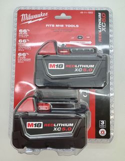 Milwaukee M18 48-11-1852 REDLITHIUM XC 5.0 Extended Capacity Batteries – 2-Pack