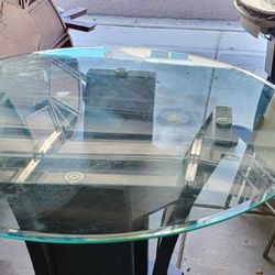 Glass Kitchen Table with Black Base