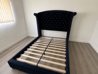 Dark blue frame queen size bed