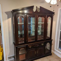 Vintage China Cabinet and Buffet. Upper And Lower Lights 