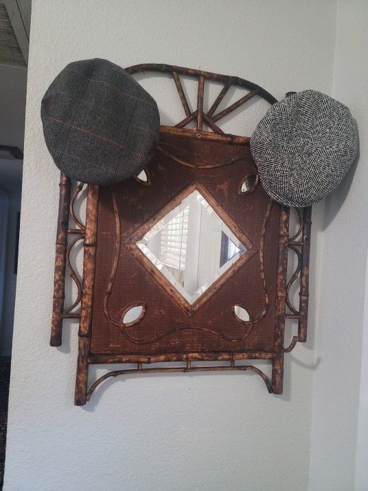 Antique HAT RACK and Mirror