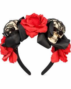 Skull and Rose Halloween Headband