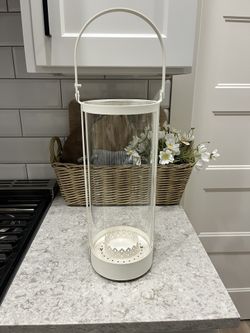 Tall Metal And Glass Lantern $12