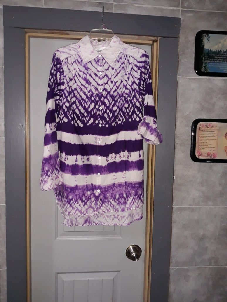 Purple Tie Dye Tunic Sz Med