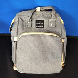 Multifunctional Baby Changing Bag with Foldable Crib & Insulated Milk Bottle Pockets, Large Capacity Portable Travel Backpack