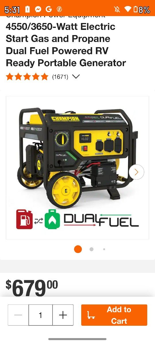 *"*"" Champion 4550 Generator W/Remote Start (Gas/Electric) *"*""