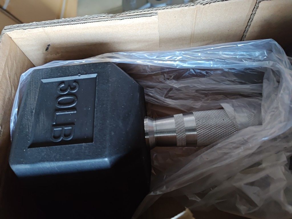 Brand New 30lb Rubber Hex Dumbbells 