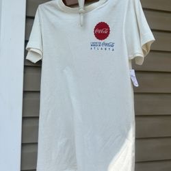NWT! Authentic Coca-Cola Coke Beige and red 100% cotton tshirt. Size: XS