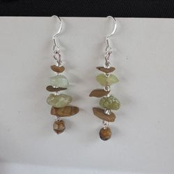 Natural Agate And Tiger’s Eye Dangle Earrings
