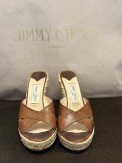 Jimmy Choo, espadrille, leather wedge sandals ￼