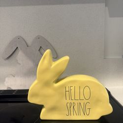 Rae Dunn hello spring Easter bunny, large figurine  