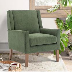 Elegant Green Fabric Accent Chair