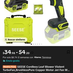  SEESE Cordless Leaf Blower Violent TurboFan,BrushlessPure Copper Motor Jet Fan Wit