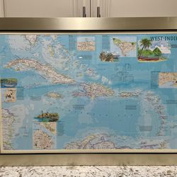 Framed West Indies Caribbean Regional Map National Geographic 