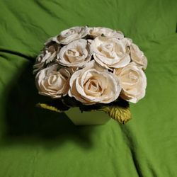Cream Paper Rose Plant Box