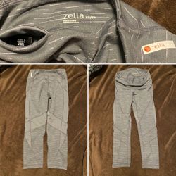 Zella XS Crop Grey Leggings Mesh Detail