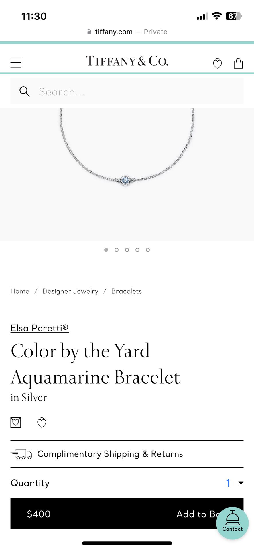 Tiffany Aquamarine Gemstone Bracelet 
