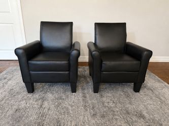 Matching Black Faux Leather Accent Chairs (Pair) – Excellent Condition