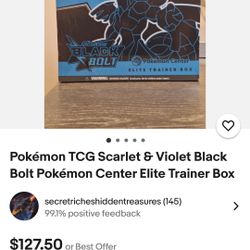 Pokémon scarlet and violet, black bolt elite trainer box