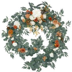 BENCENTRE Terracotta 9FT Artificial Eucalyptus Garland with Flowers, Arch Backdrop Wedding Decorations