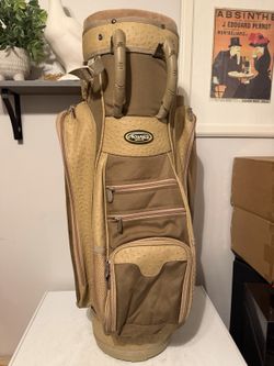 CROSPECE Sports 15-Way Golf Cart Bag Tan Brown Ostrich Style No Rain Hood