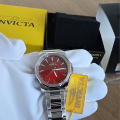 Invicta Men’s Red Dial Watch – Stainless Steel