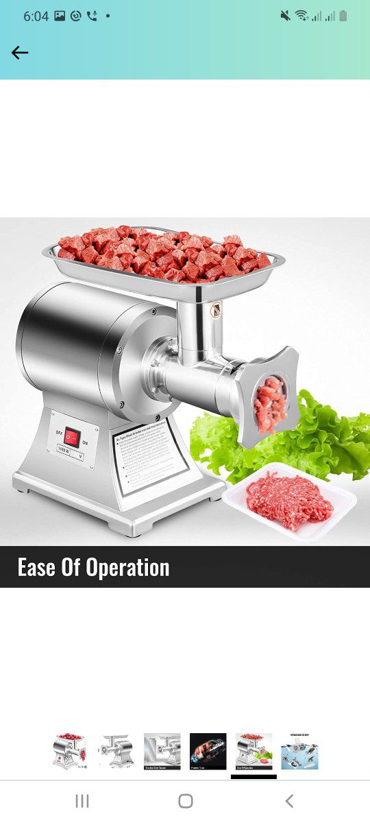 Happybuy Electric Meat Grinder Mincer 550Lbs/Hour 1100W Commercial Sausage Stuffer Maker Stainless Steel 220 RPM 1.5HP for Industrial and Home Use