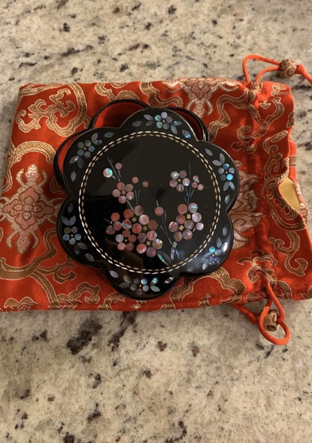 Traditional jewelry box with pouch