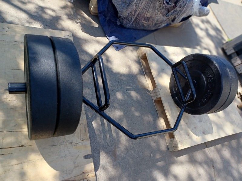 55 lb Bumper Pair with Hex or 7 ft Barbell, New