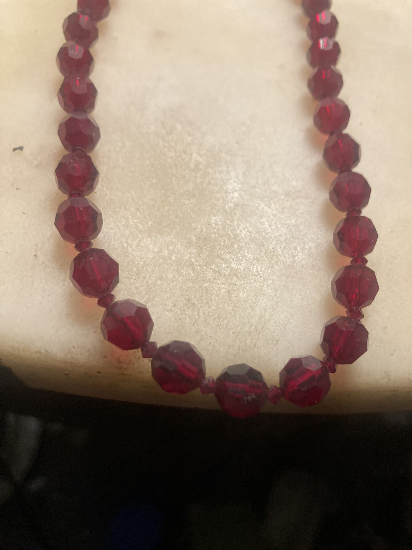 Red Crystal Bead Choker Retro 1950s