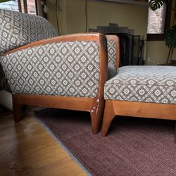vintage upholstered armchair + ottoman