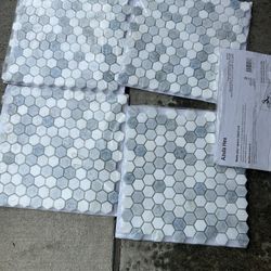 Azula 1 in. Hexagon 12 in. x 12 in. x 0.38 in. Polished Marble Mesh-Mounted Mosaic Tile.  5 Pieces 