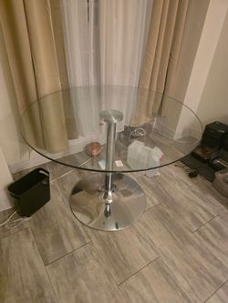 Round Glass Dining Table with Chrome Base