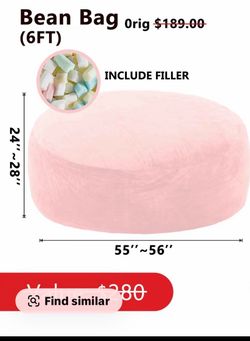Pink 6FT Giant Bean Bag Chair