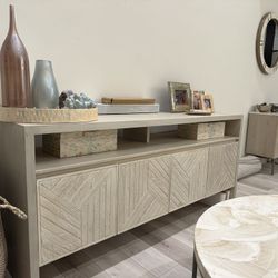 Crate & Barrel Dunewood 70" Whitewashed Credenza
