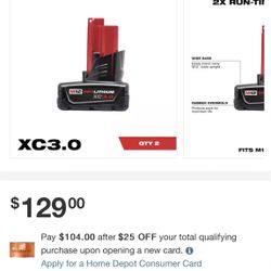 M12 XC 3.0 Battery 2 Pack Brand New 