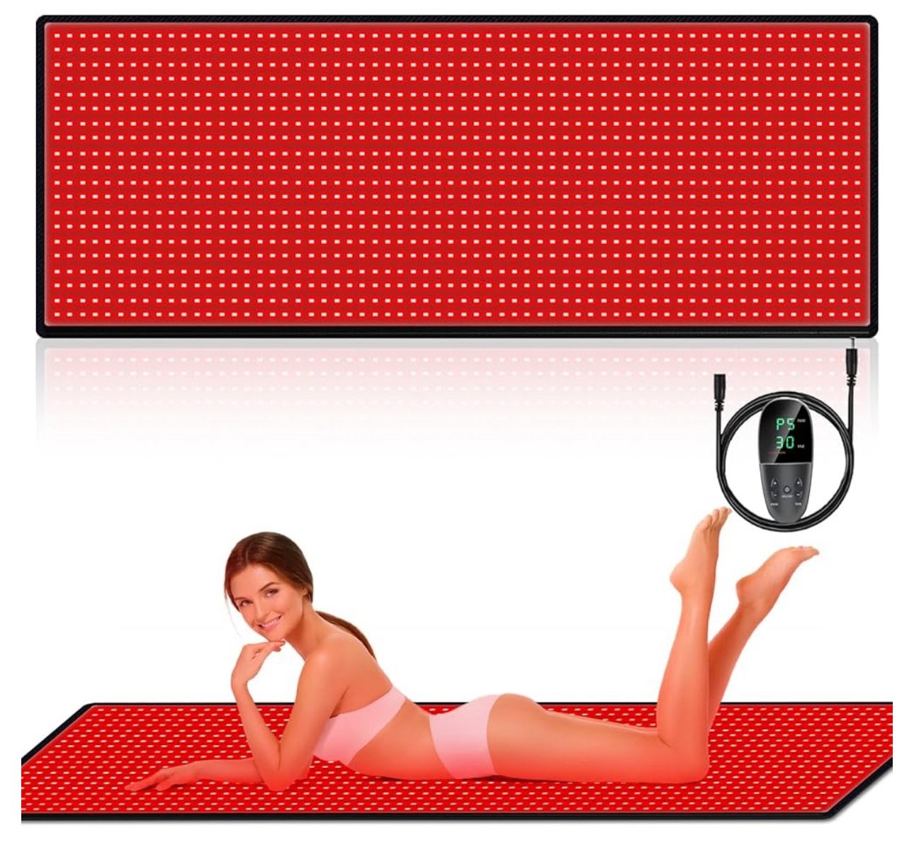 Red Light Therapy Infrared Pad: Pain Relief 1280 LEDs Large Mat for Full Body 660nm Red Light&850nm Infrared Therapy Heating Wrap Body 71 * 31 Inch Bi