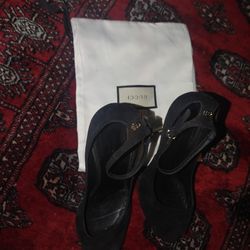 Gucci Suede Mary Jane pumps with Yellow heel