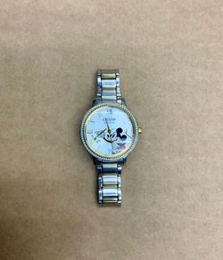 Citizen Eco-Drive Disney Mickey Mouse Limited Edition Wrist Watch Wristwatch Timepiece Stainless Steel Band Bezel Two Tone 36mm Ladies Luxury Artwork 