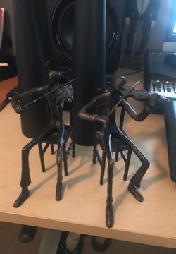 Candle holders and metal sculptures