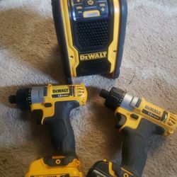 12v Dewalt Impact Drills And Bluetooth Radio