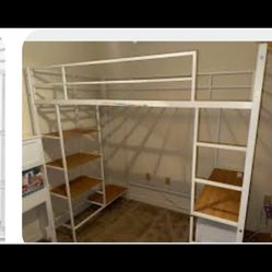 Metal Twin size Bed with Desk